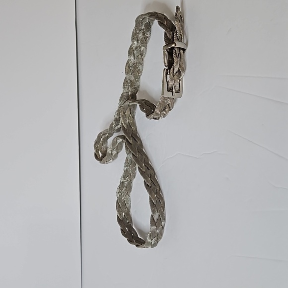 Vintage Silvertone Braided Belt SILVER Pre-owned - Picture 2 of 5